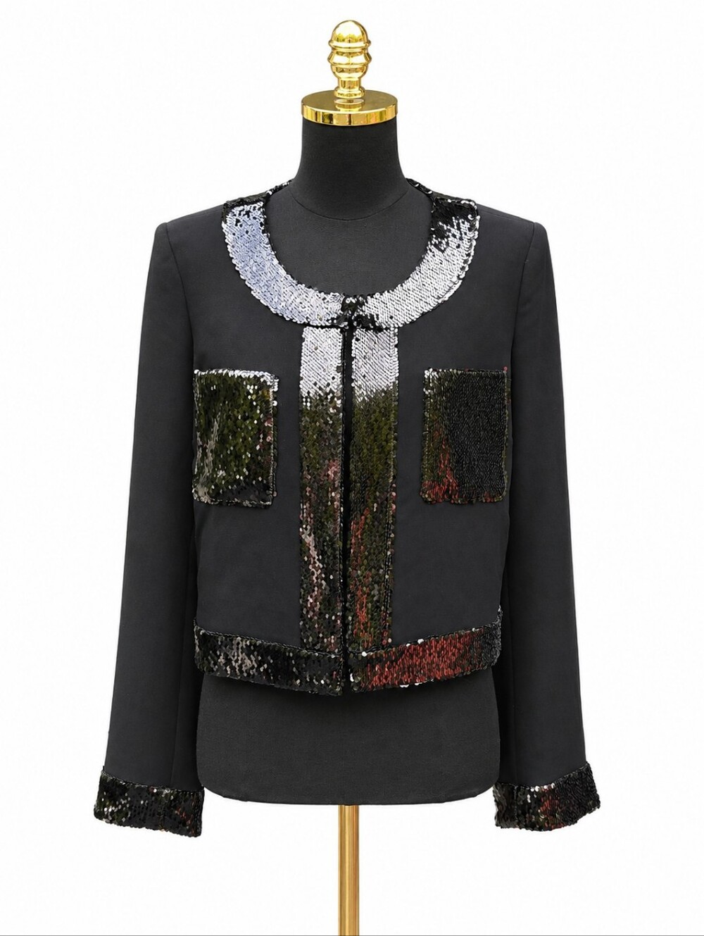 Cinq a Sept Black Sequin Embellished Evening Jacket Blazer Size 10 - Picture 15 of 16